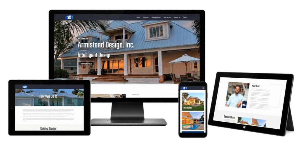 Armistead Design, Inc. website shown on desktop, tablets and mobile