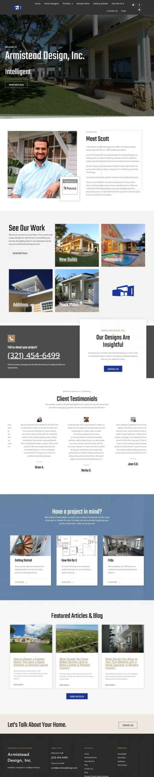 Armistead Design homepage designed by Eternal Fire Media