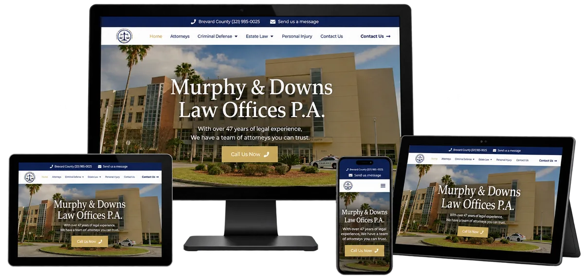 Murphy & Downs Law Offices website shown on desktop, tablets and mobile